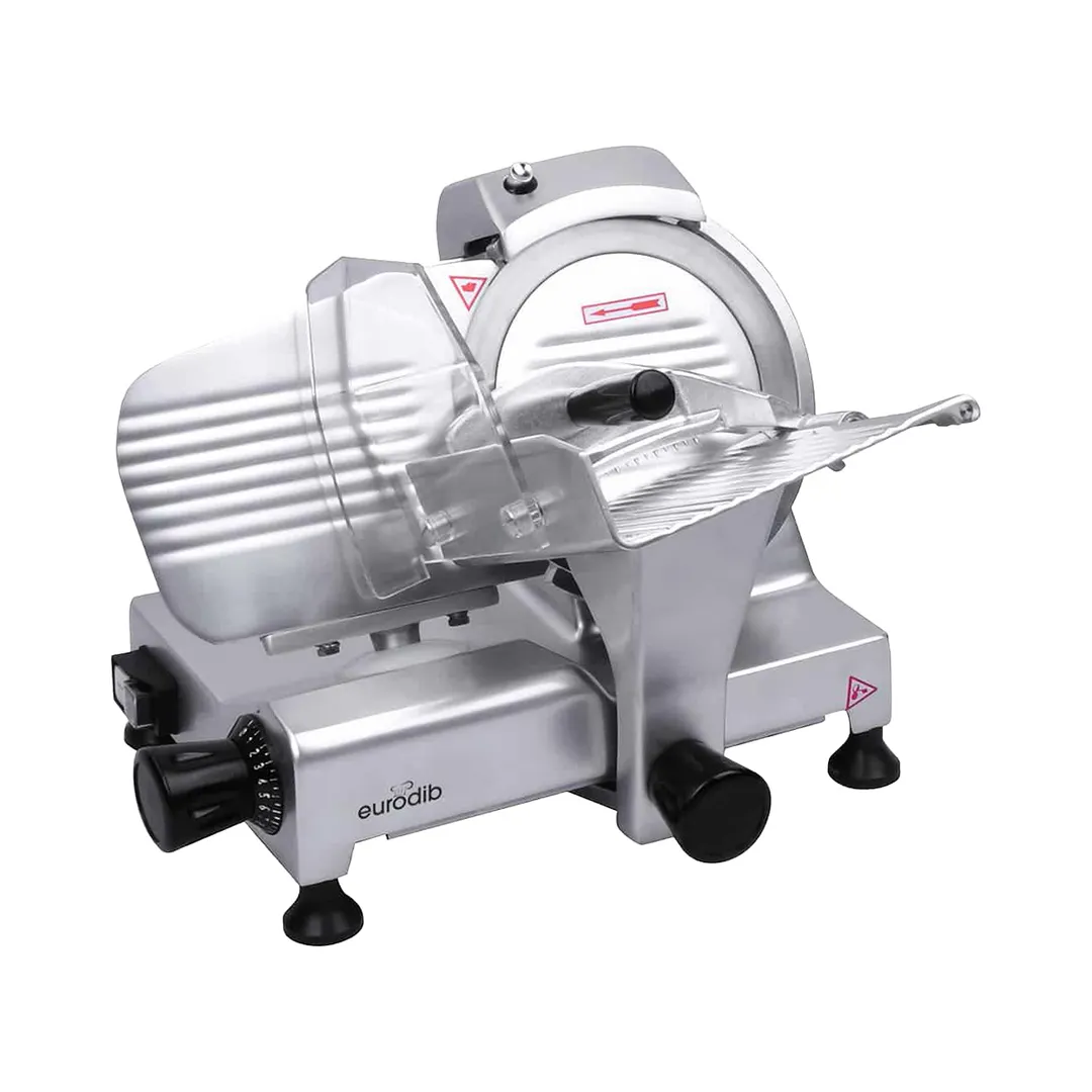Eurodib HBS195JS Meat Slicer, Belt Drive, 8" Blade, Perspex Guard, Waterproof, 1/6 HP, 120W