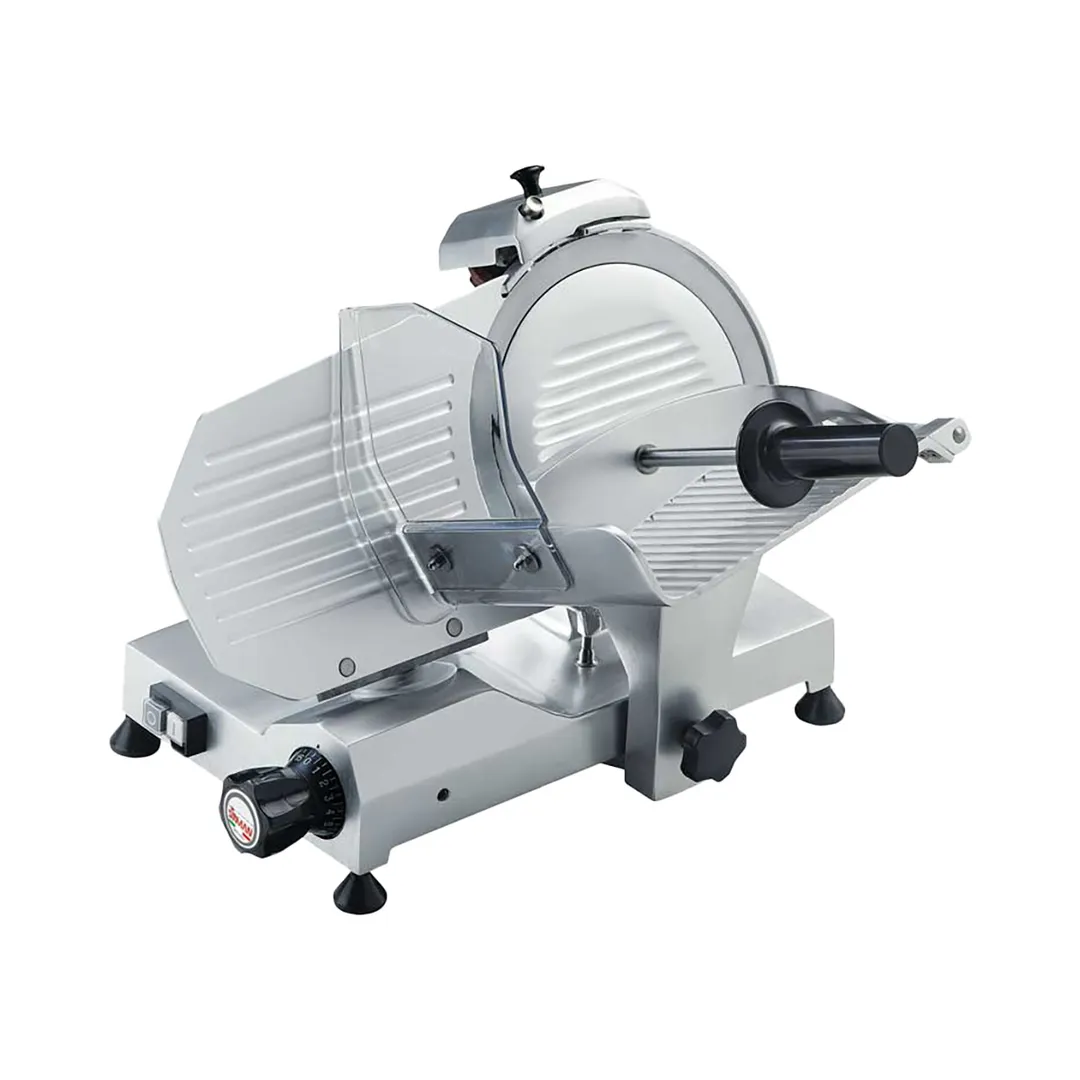 Eurodib MIRRA250P110 Meat Slicer, 10" Chromium Plated Blade, 1/4 HP, 185W, 120V, Gravity Feed, Aluminum
