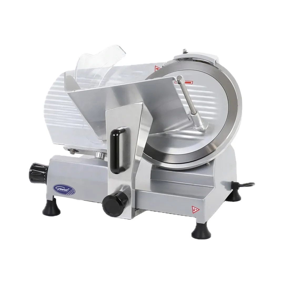 General GSE012 - Manual Gravity Feed Meat Slicer, 12" Blade, 1/3 HP Electric, 308 RPM, Anodized Aluminum, 250W, Belt Drive