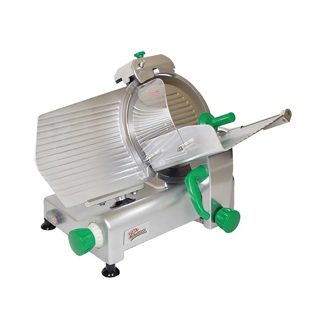 Primo PS-12 Meat Slicer – 12" Blade, 1/3 HP Belt-Driven, Anodized Aluminum, Removable Carriage, Built‑In Sharpener