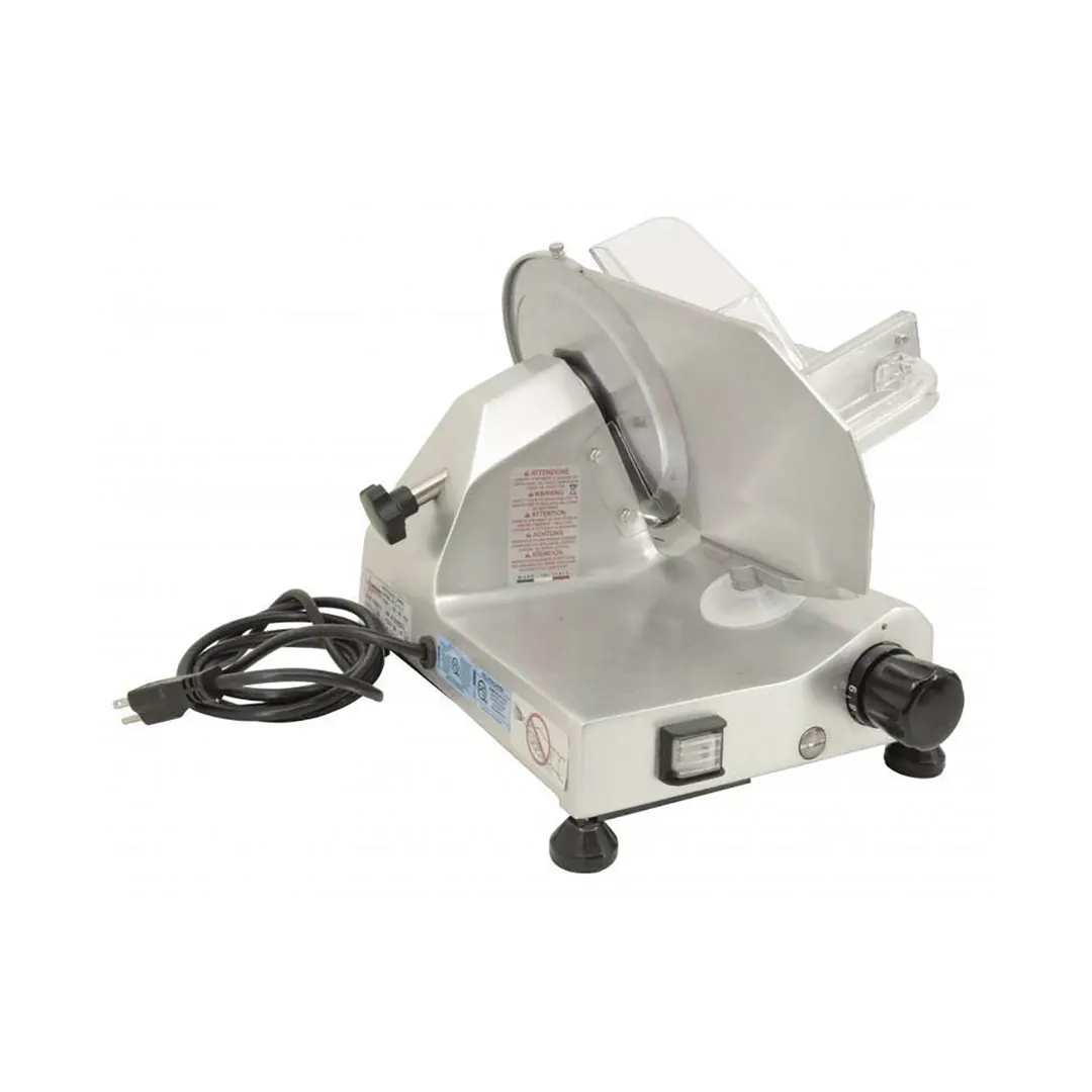 Omcan USA 13606 Meat Slicer – 8" Carbon Steel Blade, Belt‑Driven, Gravity‑Feed, Anodized Aluminum Body, 1/5 HP, 110V