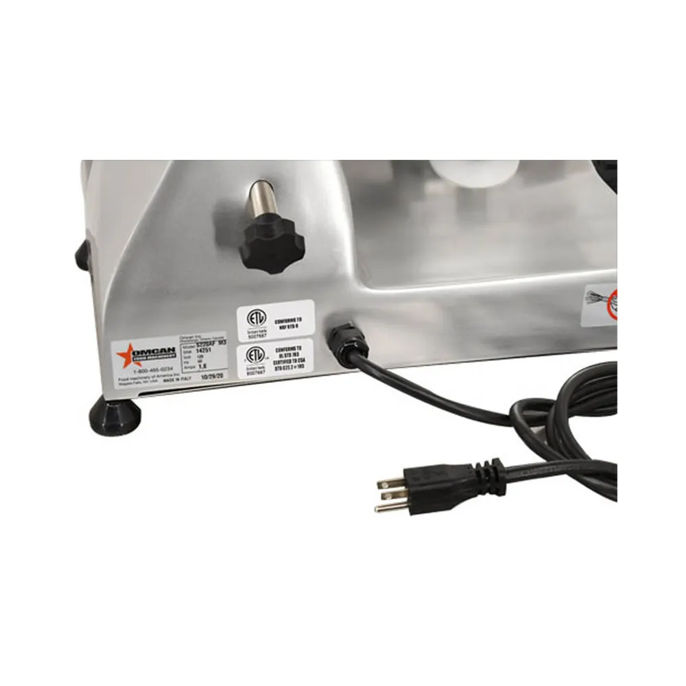 Omcan USA 13616 Meat Slicer – 9" Carbon Steel Blade, Belt‑Driven, 1/4 HP, 120V 60Hz, Anodized Aluminum