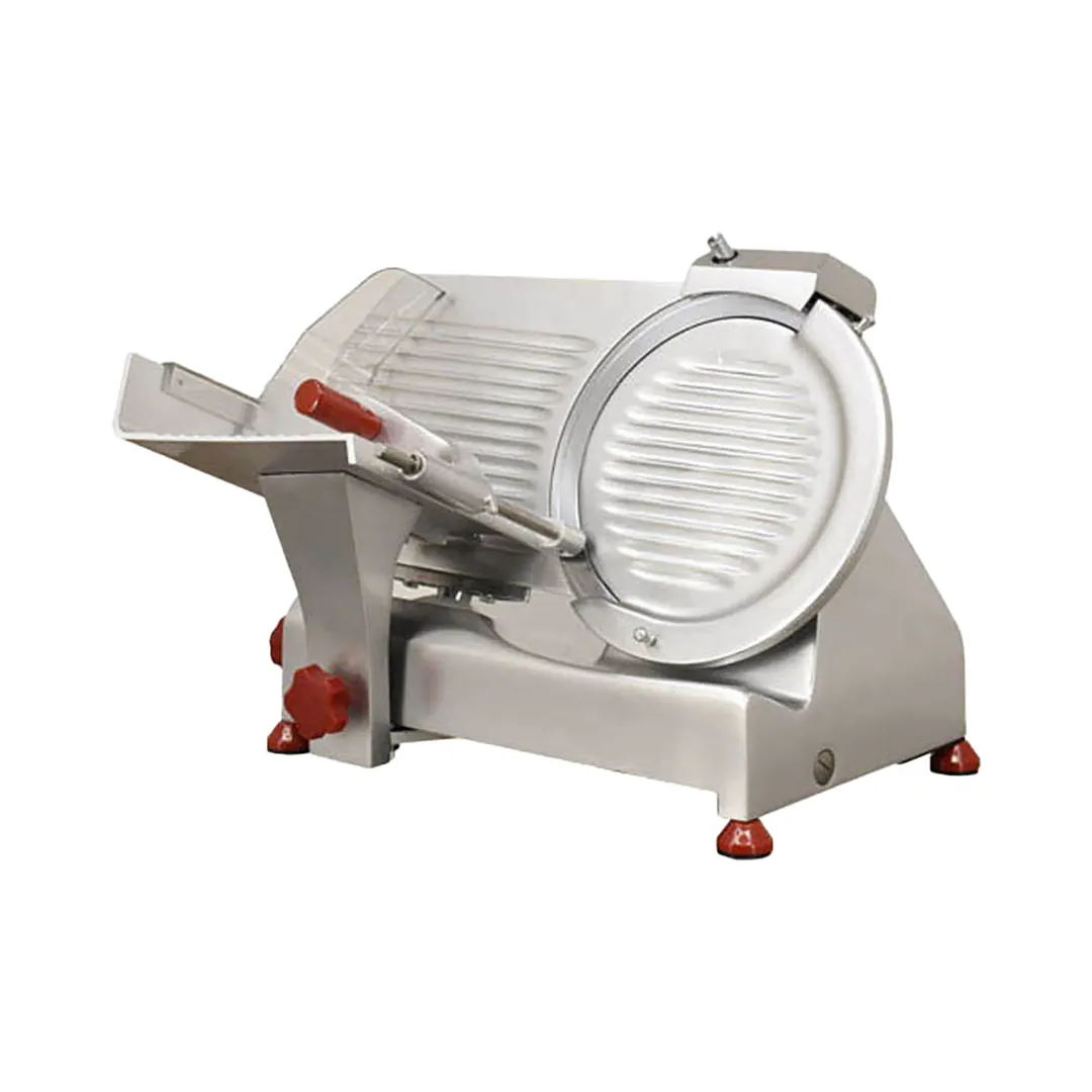 Omcan USA 13623 Elite Meat Slicer – 10” Carbon Steel Blade, Belt Manual Gravity Feed, 1/4 HP 120V 60Hz, Aluminum Body
