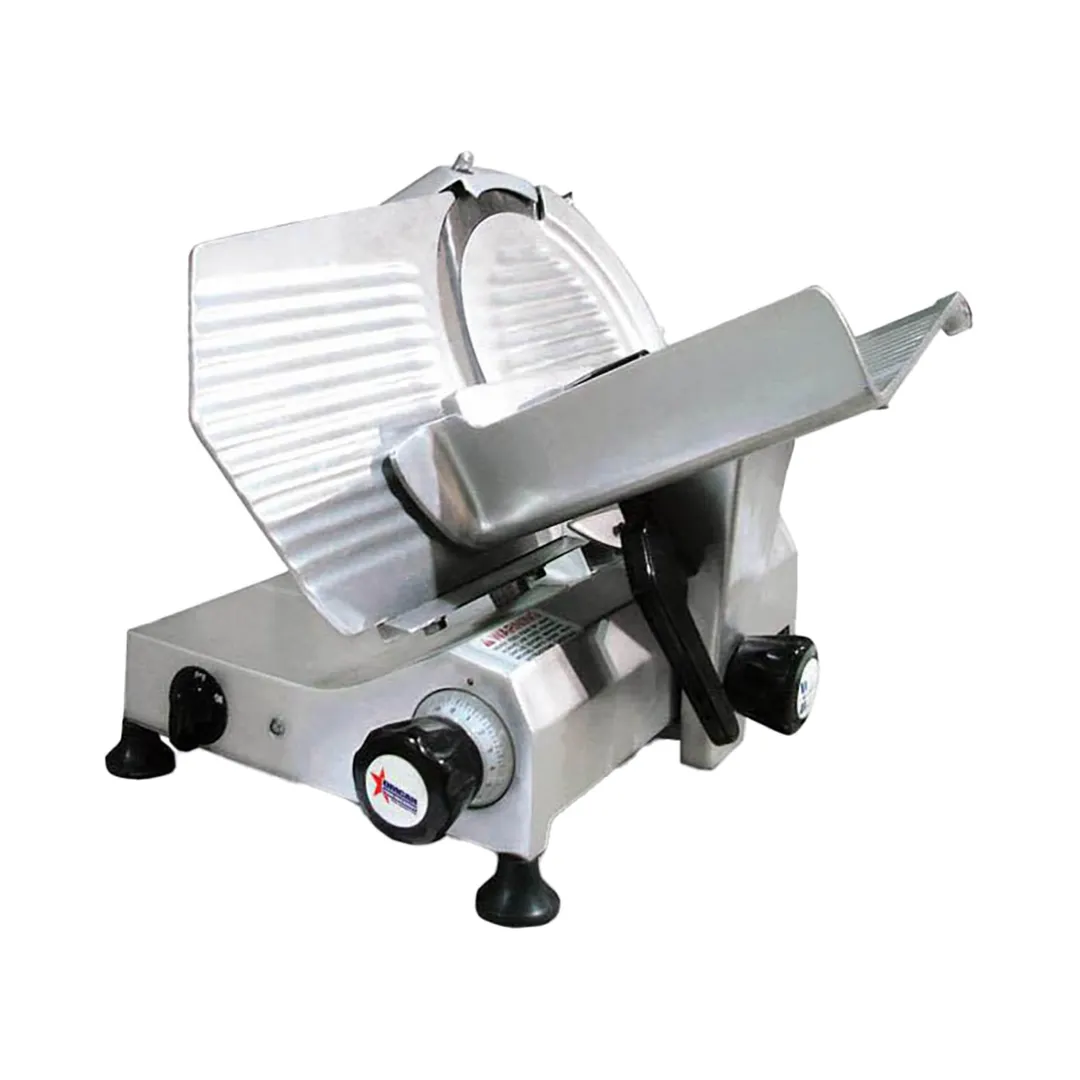Omcan USA 13628 Meat Slicer – 12” Carbon Steel Blade, Belt‑Driven, Gravity Feed, 1/3 HP, 120V, Aluminum Body