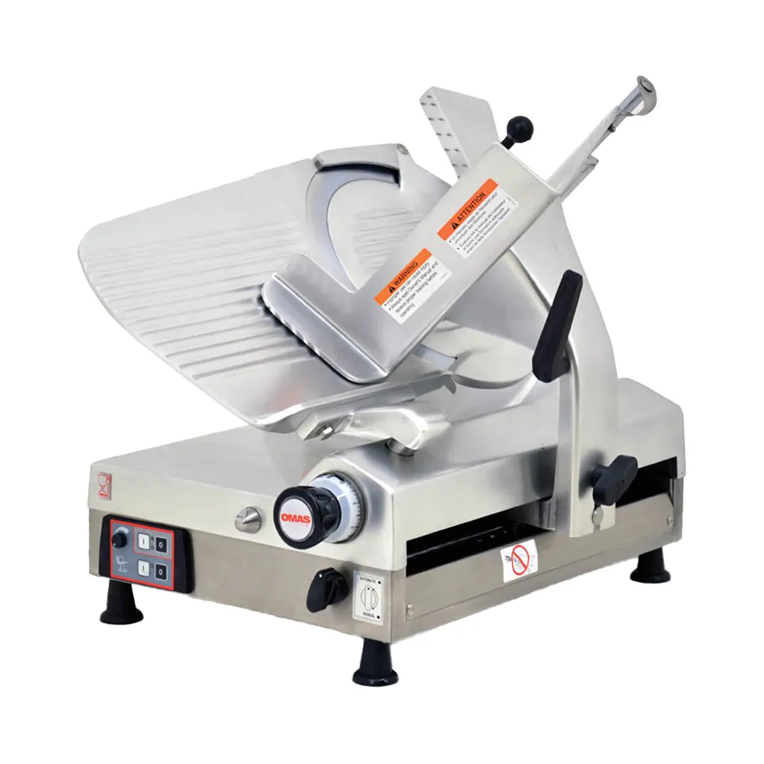 Omcan USA 13645 - Automatic 13" High-Carbon Chromed Blade Meat Slicer, Gear, 1/2 HP Motors, 110V/60Hz, Gravity, Body