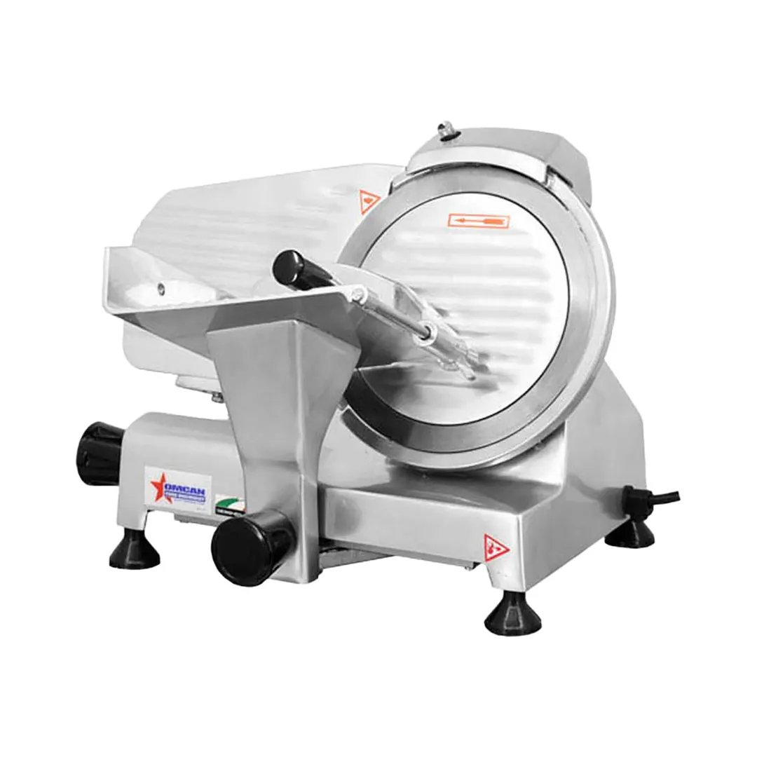 Omcan USA 21629 - Manual Gravity-Feed Meat Slicer, 9" Knife, 120W, 110V, Belt Drive, Anodized Aluminum, 0.16 HP