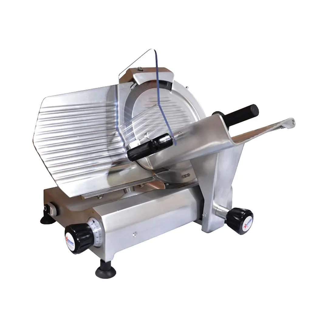 Omcan USA 31344 Elite Meat Slicer, 12" Carbon Steel Blade, Belt Drive, Anodized Aluminum Body, 1/3 HP, 120V, Gravity Feed