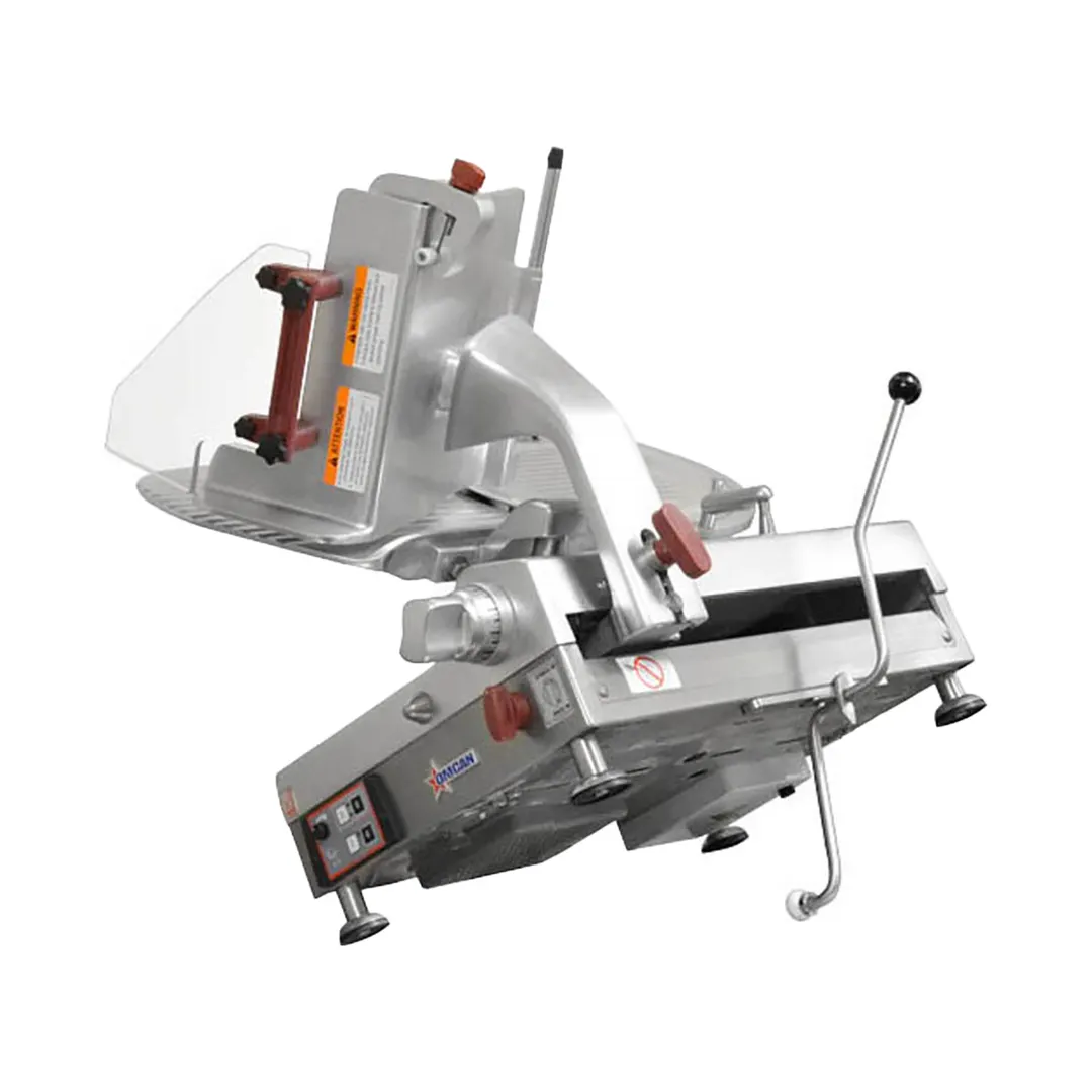 Omcan USA 39477 - Automatic 13" Gear‑Driven Meat Slicer, 2/3 HP 120V 60Hz Motor, Aluminum Construction, Angle/Gravity Feed