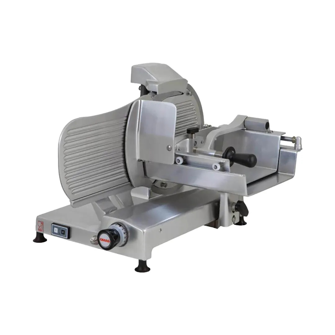 Omcan USA 39631 S Series Meat Horizontal Slicer – 14" Aluminum Blade, Gear‑Driven Manual Feed, 2/5 HP 110V