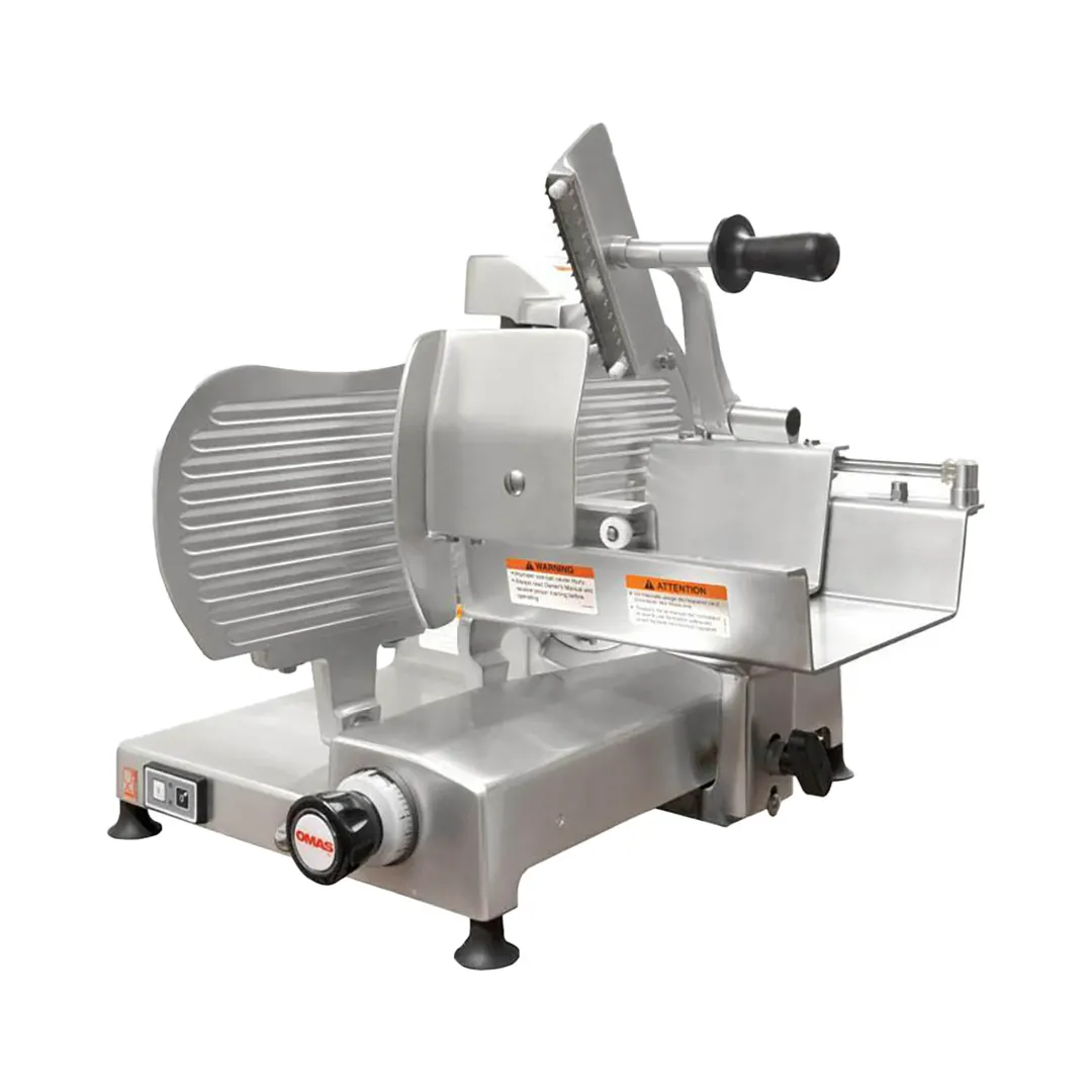 Omcan USA 44006 - Meat Slicer, 12" Anodized Aluminum Blade, 2/5 HP Gear‑Driven, Manual Horizontal Feed, 110V