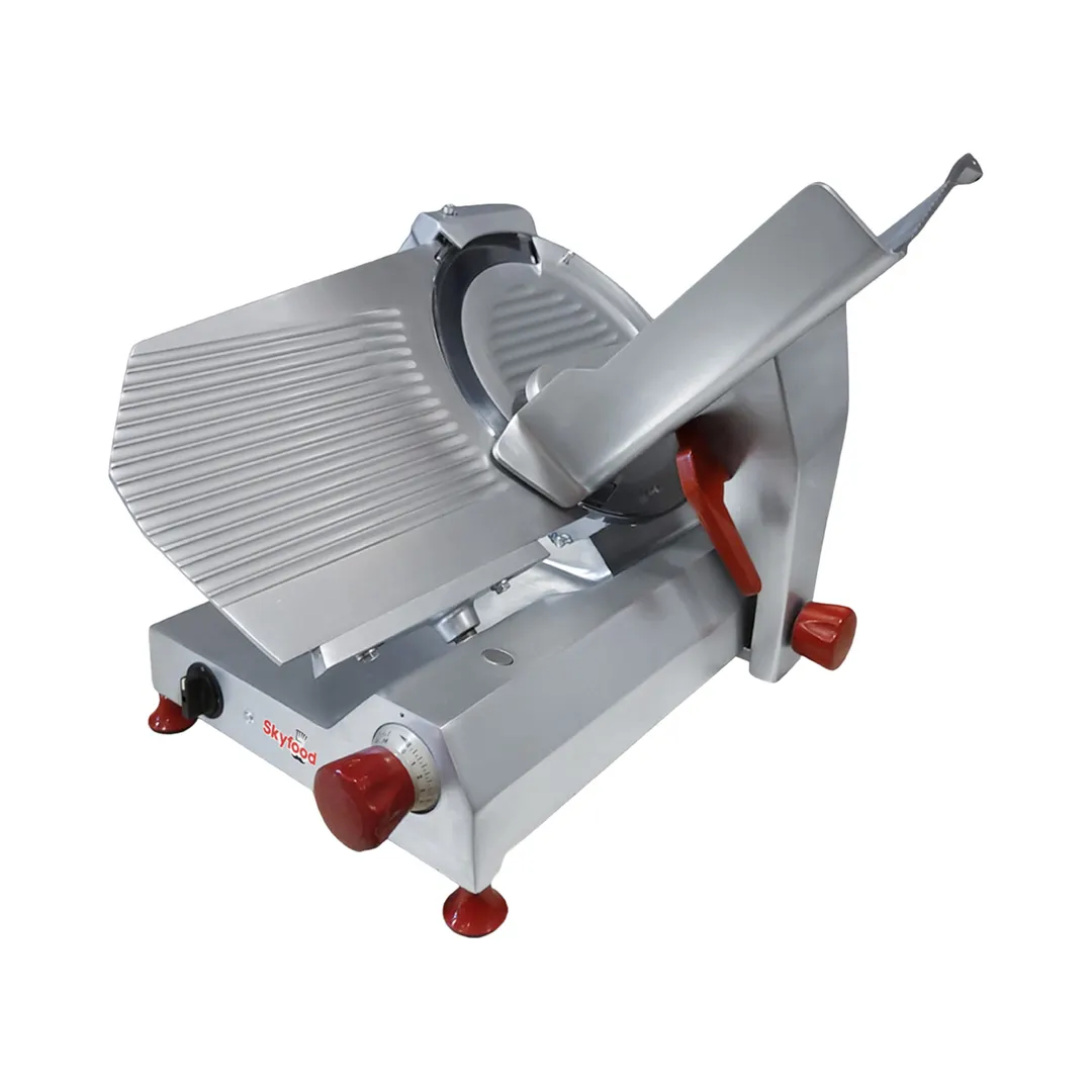 Skyfood SSI-14I Meat Slicer – 14” Blade, 1/2 HP 115V Belt Drive, Manual Gravity Feed, 5/8” Max Thickness, Dual Sharpener