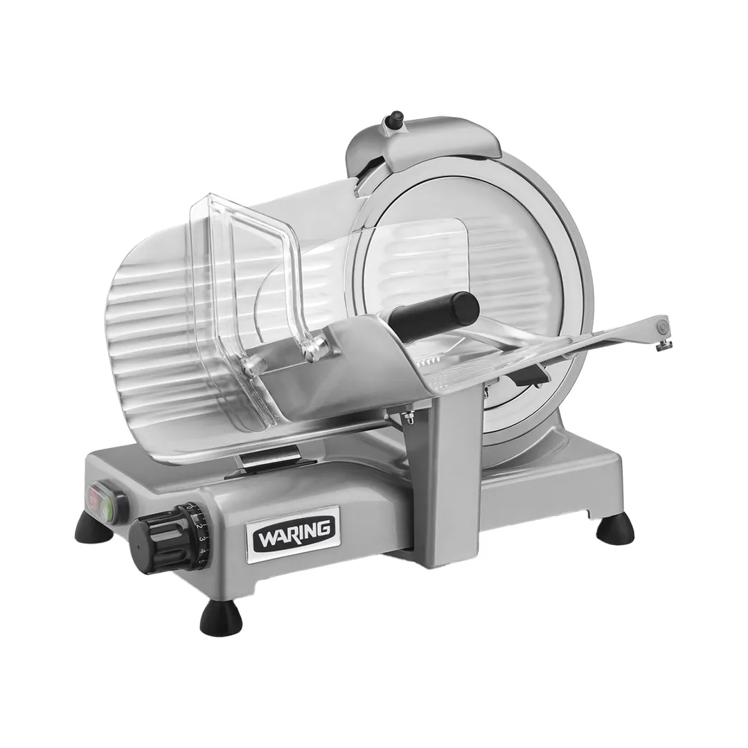 Waring WCS250SV - Meat Slicer, 10" Chrome Blade, 3/4 HP Belt Motor, Aluminum Base, Adjustable 0-19/32", NSF Certified