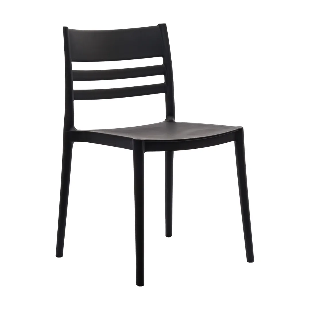 Flash Furniture DHF-317-APP-BLK-GG Stackable Patio Chair, Resin Frame, Slatted Backrest, Black