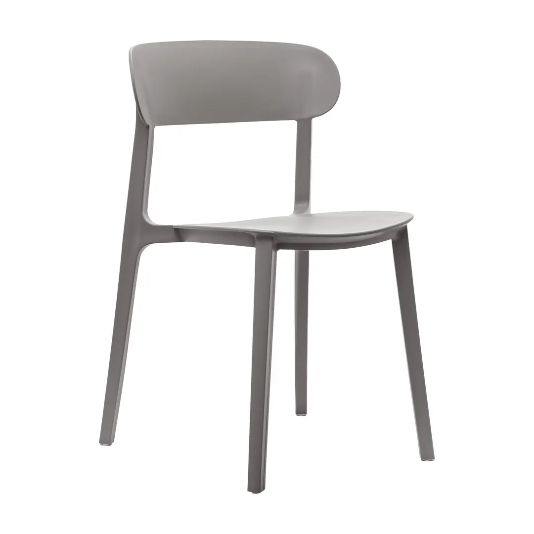 Flash Furniture DHF-340-APP-GRY-GG Stackable Patio Chair, Gray, Resin Frame, Curved Backrest
