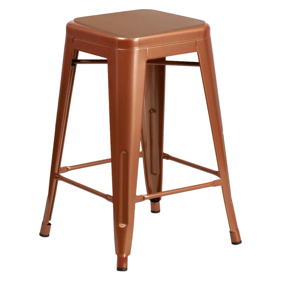 Flash Furniture ET-BT3503-24-POC-PL2T-GG Kai Stool, 24"H, 500 lbs, Backless, Copper Kelly Blue-Teal Metal Frame