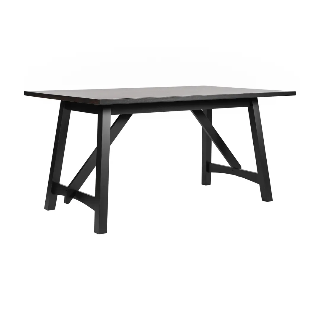 Flash Furniture KER-T-851-BLK-60-GG Everly 60" Rectangular Farmhouse Dining Table, Black Finish, Solid Wood, 36" Width