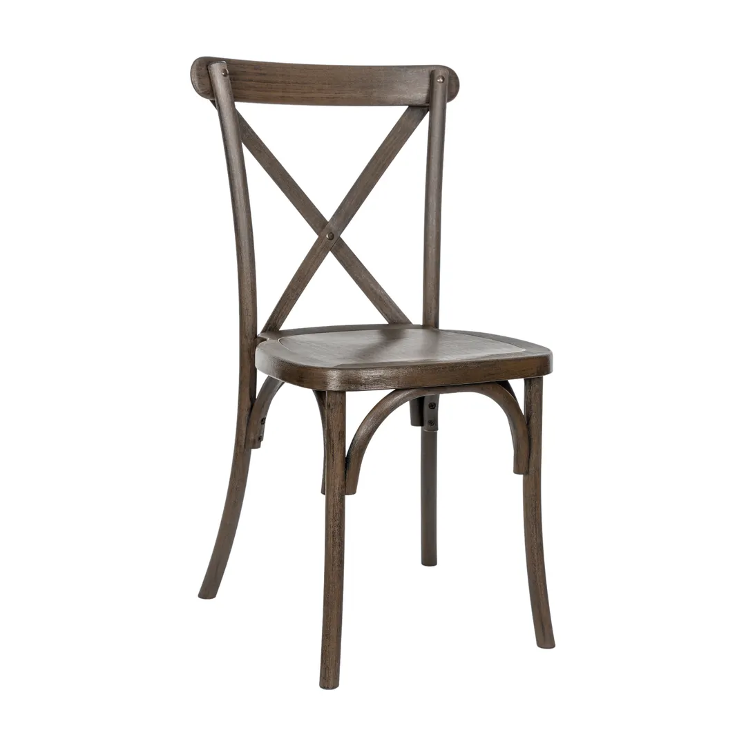 Flash Furniture L-9-M2-DKBRN-GG Hercules Cross Back Chair, 1000 lb, Resin, Dark Brown, Stackable