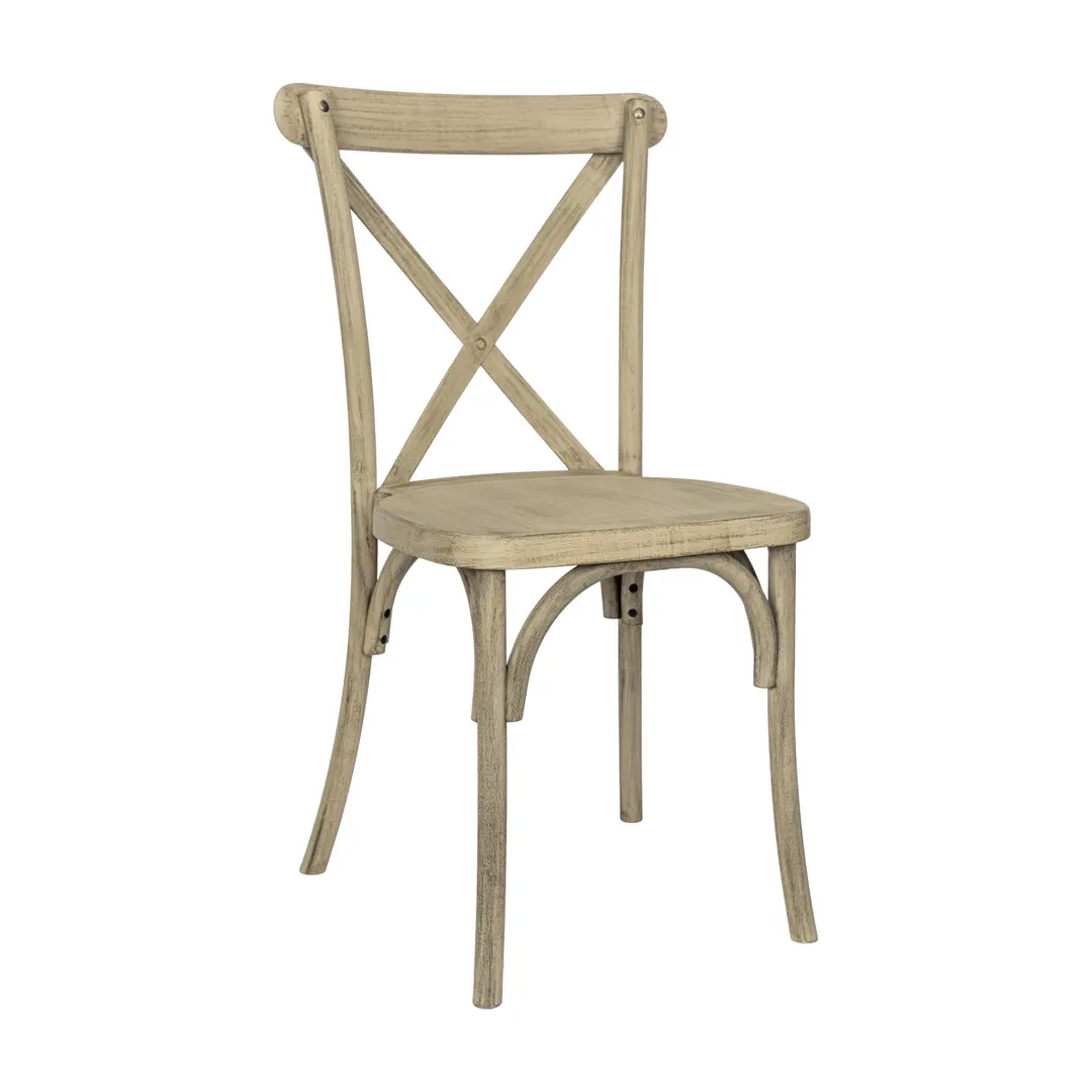 Flash Furniture L-9-M2-LTOAK-GG Hercules Cross Back Chair, 1000 lb, Wood Look, Stackable, Resin Material