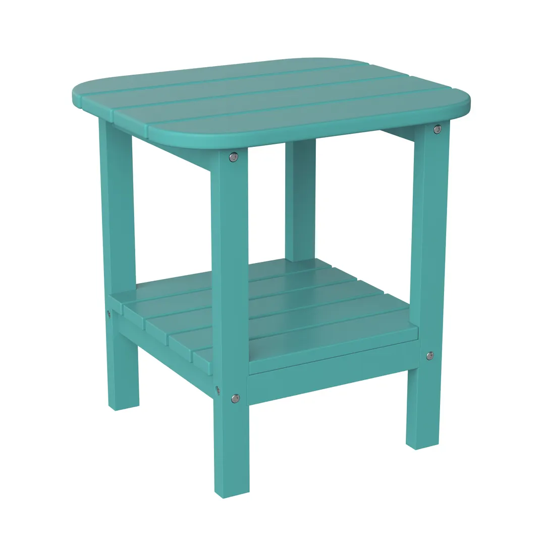 Flash Furniture LE-HMP-1035-1517H-BL-GG 35"H Blue HDPE Outdoor Adirondack Side Table, 16-23"W, 75 lb. Capacity