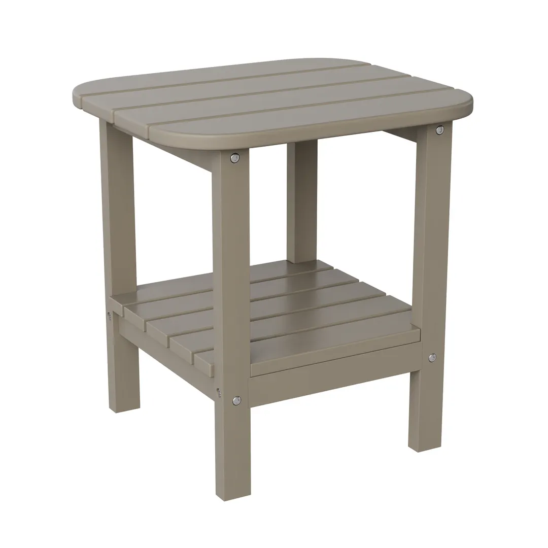 Flash Furniture LE-HMP-1035-1517H-BR-GG 35"H Outdoor Adirondack Side Table, 16-23"W Square Plastic Top, 75 lb. Weight Capacity, Brown