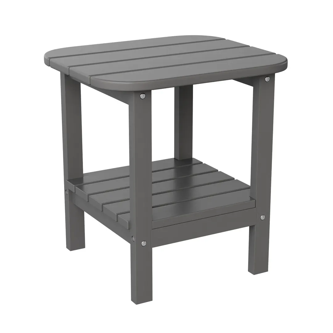 Flash Furniture LE-HMP-1035-1517H-GY-GG 35"H Gray HDPE Outdoor Adirondack Side Table, 16-23"W, 75 lb. weight capacity
