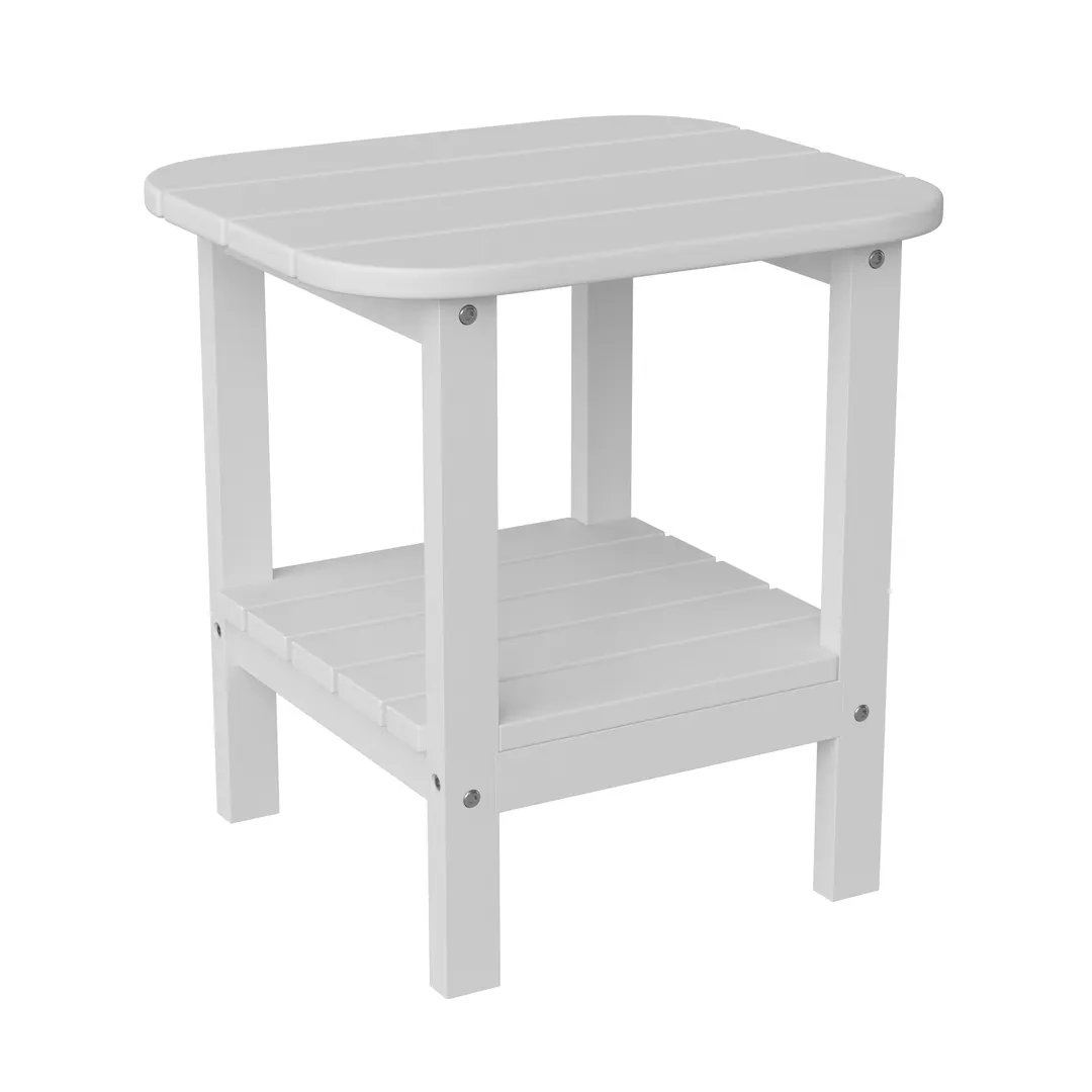 Flash Furniture LE-HMP-1035-1517H-WT-GG Newport 35"H Adirondack Side Table, 16-23"W Square Plastic Top, 75 lb. Capacity, White