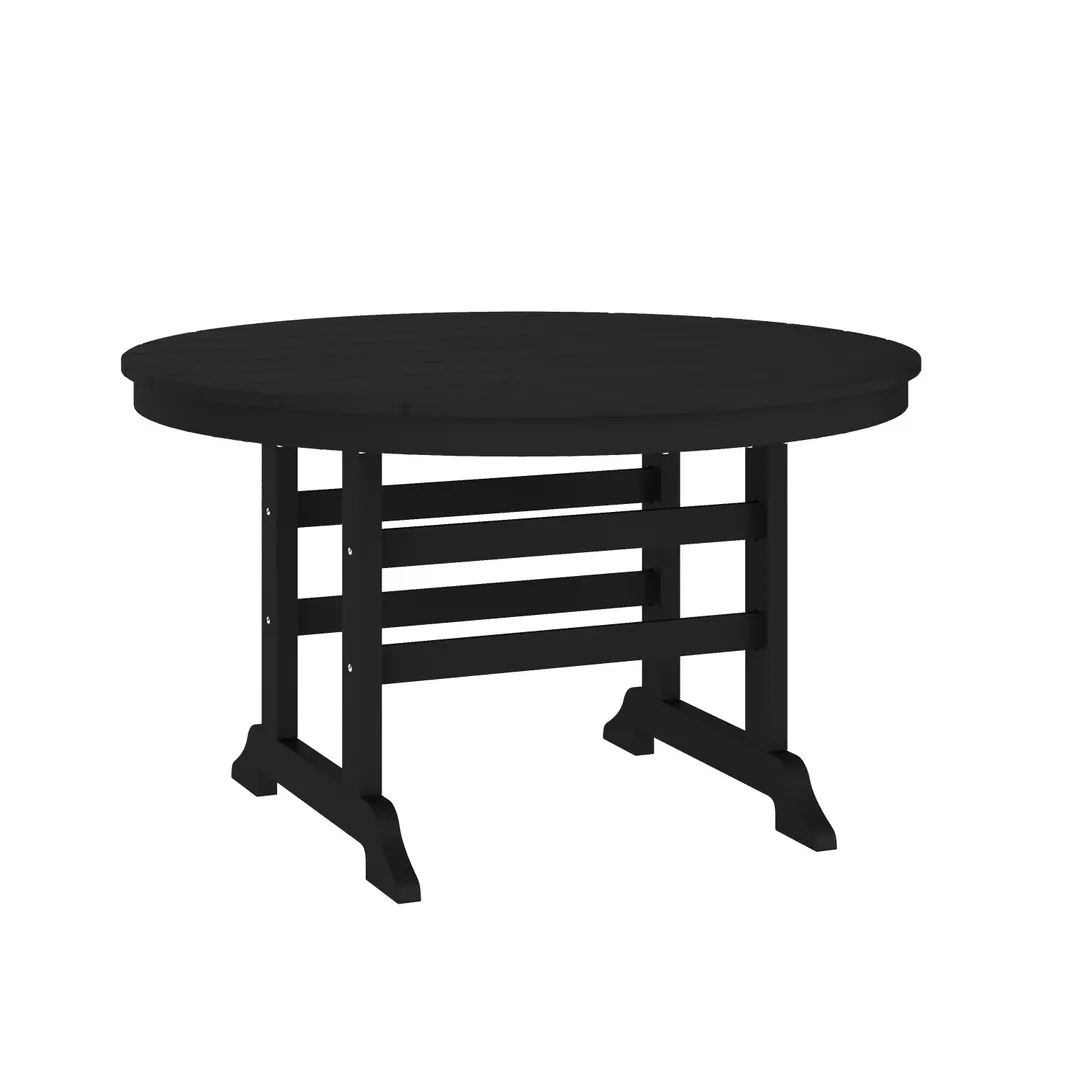 Flash Furniture LE-HMP-248-01-BLK-GG Colonel Adirondack Round Outdoor Dining Table, 24-29" Diameter, 41"H, Black HDPE