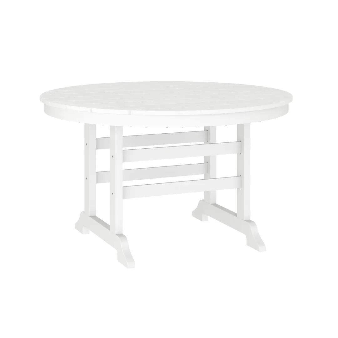Flash Furniture LE-HMP-248-01-WHT-GG Colonel Adirondack Round Dining Table, 41H, 24-29W, White HDPE