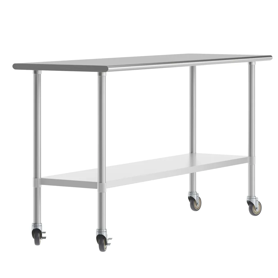 Flash Furniture NH-WT-2472-CAS-GG Reese Portable Prep & Work Table, 72" W X 24" D