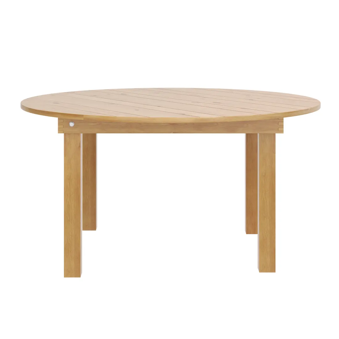 Flash Furniture XA-F-60-RD-LN-GG Hercules Series 60" Round Dining Table, 1" Wood Top, 3" Square Legs, Antique Rustic Solid Pine, Light Natural Finish