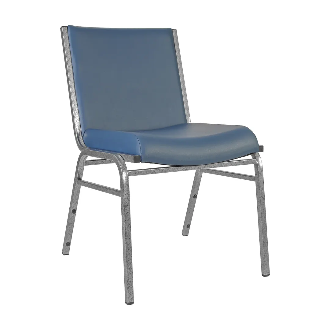 Flash Furniture XU-60153-NVY-VYL-GG Hercules Series 550 lb. Heavy Duty Stacking Chair, Vinyl Upholstery, Silver Vein Finish