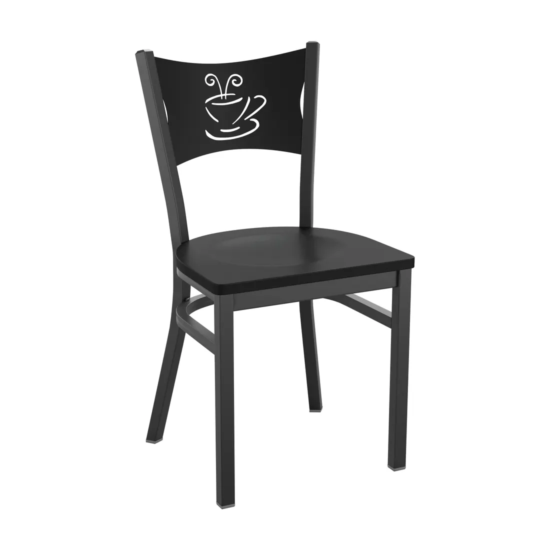 Flash Furniture XU-DG-60099-COF-BLKW-GG Hercules Series Restaurant Chair, Black Powder Coated Steel Frame, Wood Seat
