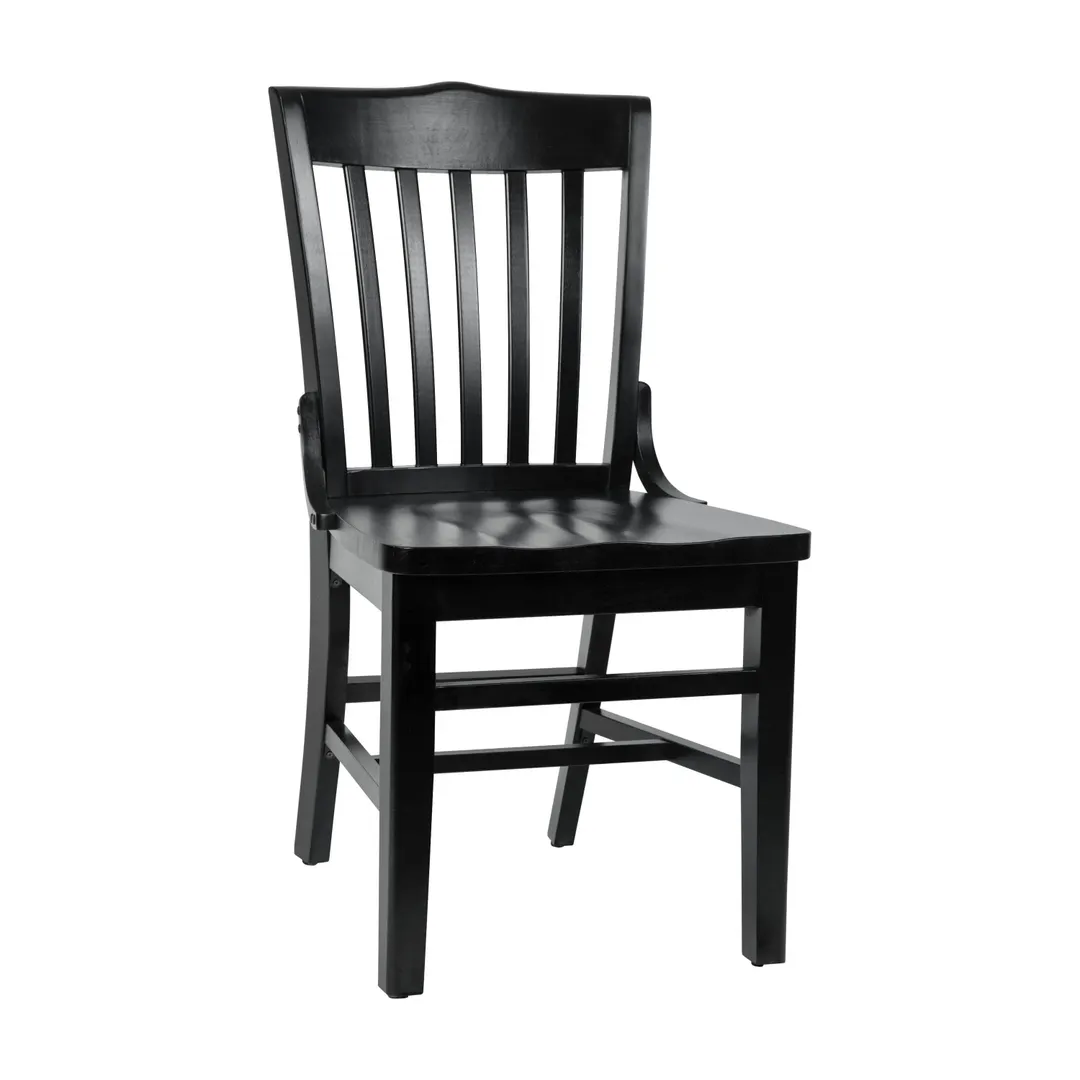 Flash Furniture XU-DG-W0006-BLK-GG Hercules Series Restaurant Chair, Black Beechwood, Wood Back & Seat, Plain Style