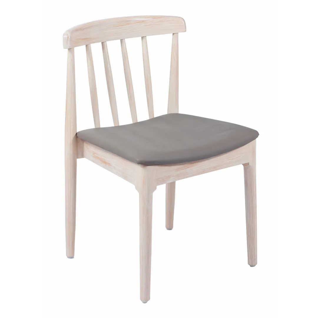 Flash Furniture XU-DG-W0359-ANTWHT-GG Chester Dining Chair, 500 lb, Antique White, Beige Vinyl Padded Seat, Solid Beechwood