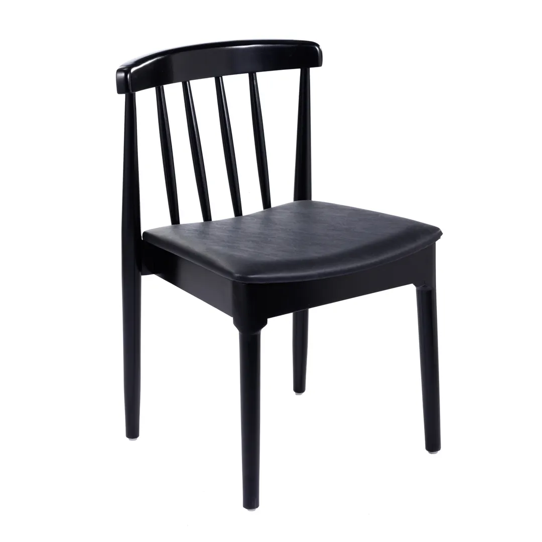 Flash Furniture XU-DG-W0359-BLK-GG Chester Dining Chair, 500 lb, Black Vinyl, Solid Beechwood, Metal Slat Back