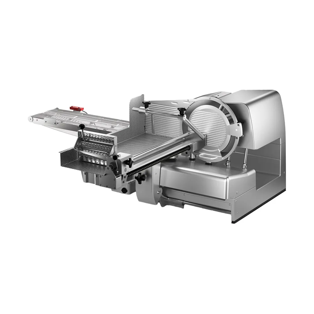 Bizerba VSI 330F TC-W-400-3P - 80 spm Vertical Meat Slicer, 13" Vacuum Blade, 50-2000g Scale, 3-Portion Mesh Belt, 120V