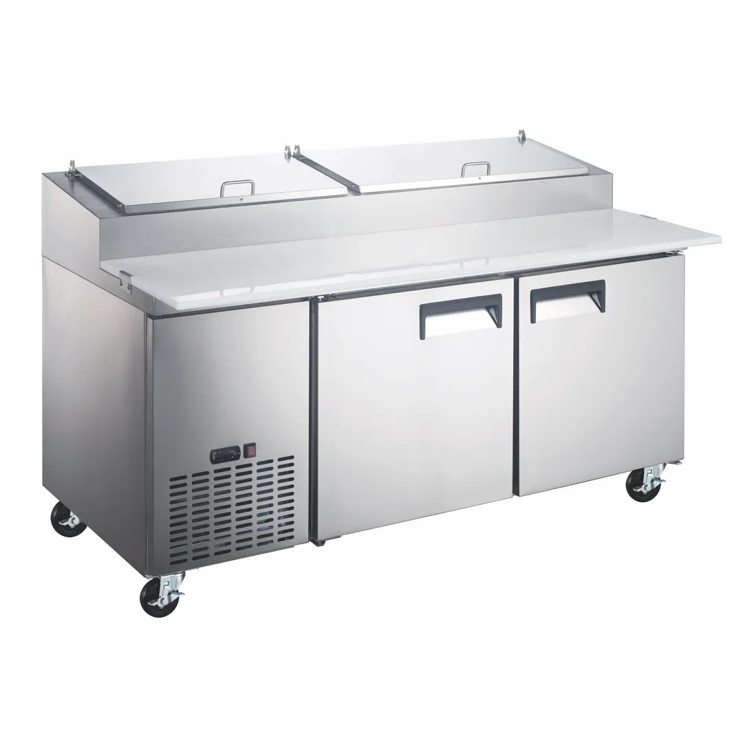 Grista GRPZ-2D-67 67" 2-Door Refrigerated Pizza Prep Table, 18 cu. ft., 9 Pans