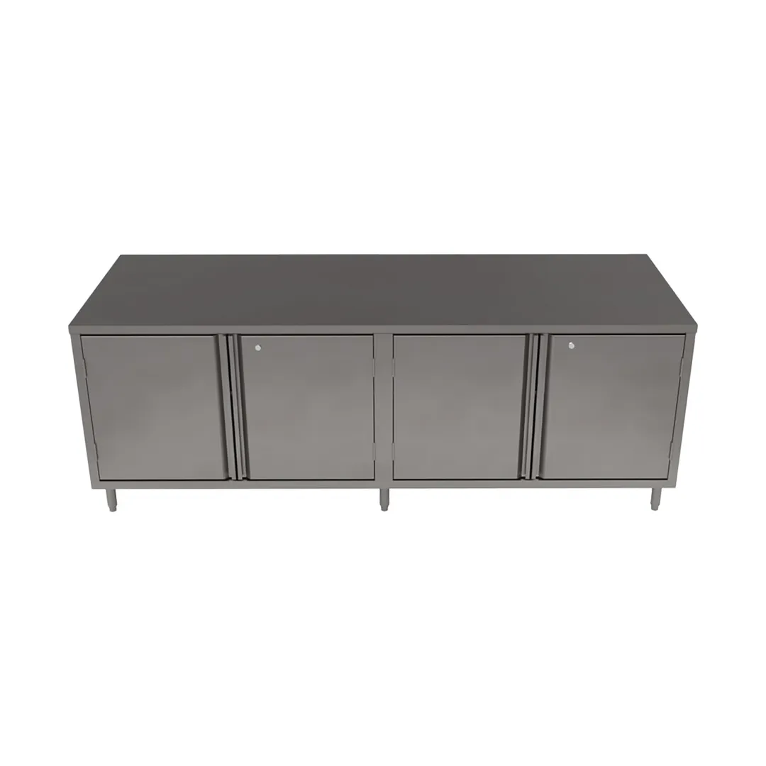 BK Resources CST-36120HL2 120" Cabinet Base Dual Access Hinged Doors Work Table w/ (2) 4 Doors & Locks