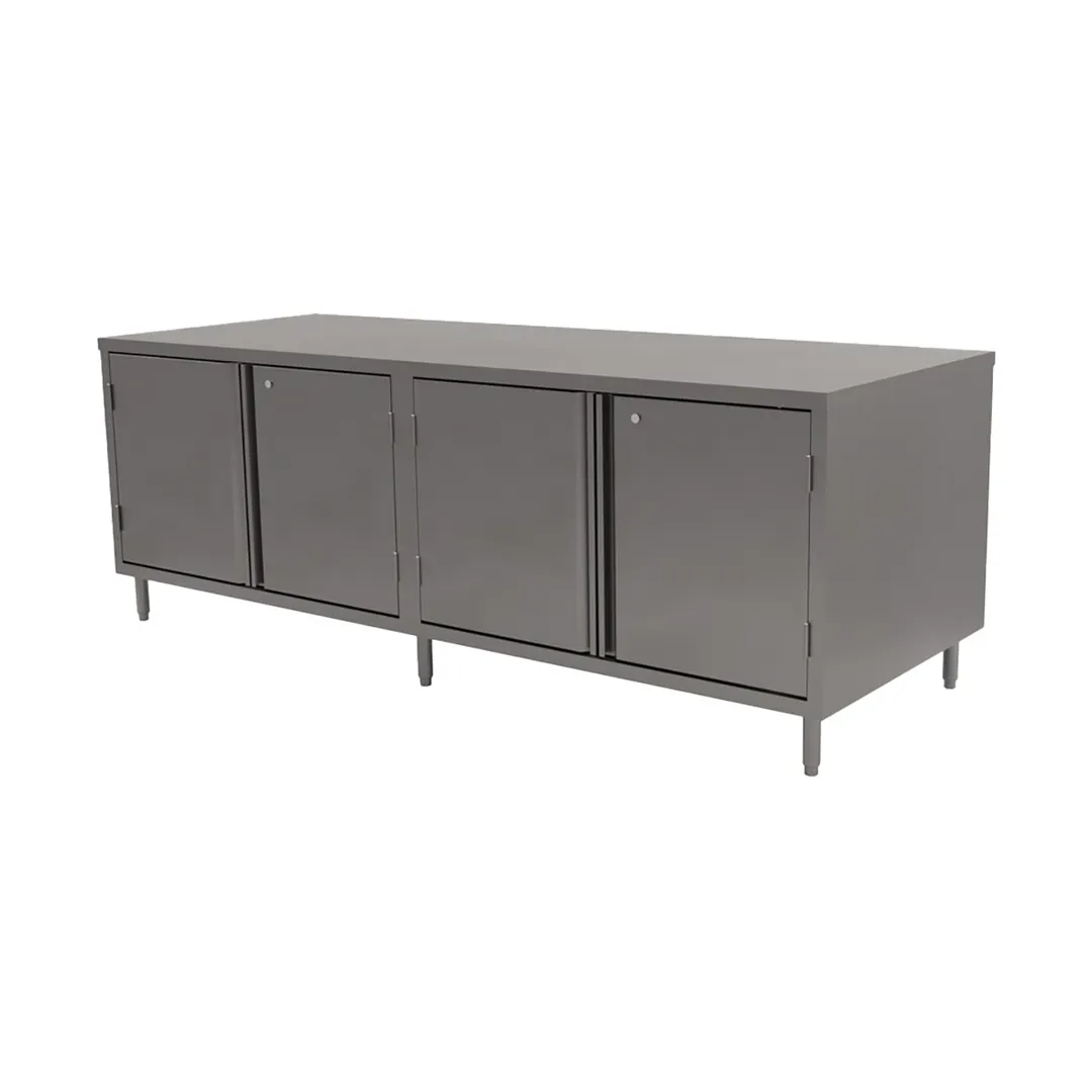 BK Resources CST-36120HL2 120" Cabinet Base Dual Access Hinged Doors Work Table w/ (2) 4 Doors & Locks