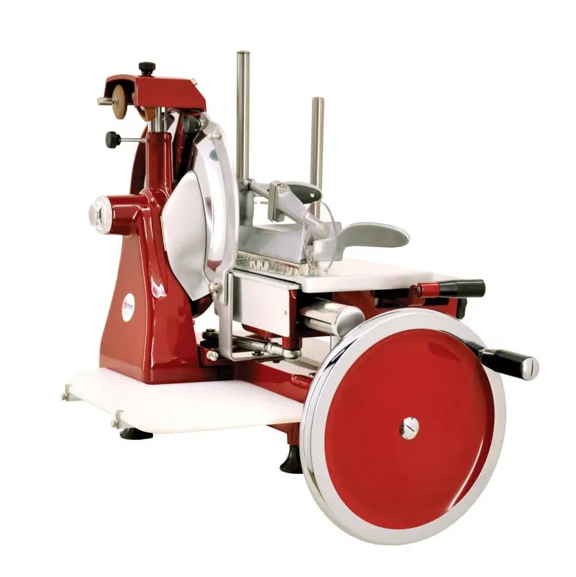 Omcan USA 13634 Trento Volano Meat Slicer 12″ Carbon Steel Blade, Manual Feed, Aluminum Body, Variable Thickness, Made in Italy