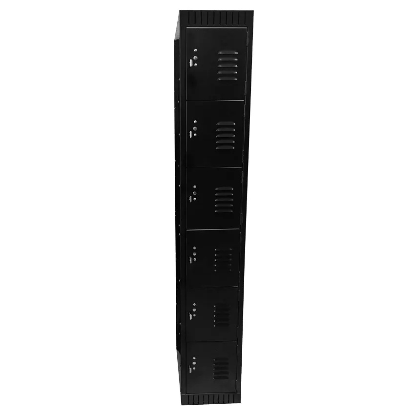 Omcan USA 43403 6-Tier Locker, 12"W x 18"D x 72"H, 6 Compartments, Painted Steel, Black