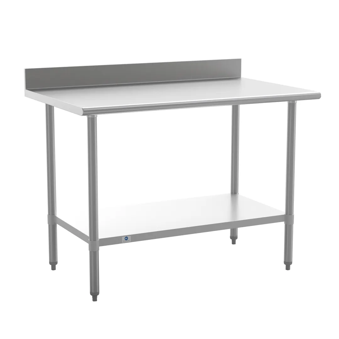 Flash Furniture NH-WT-3048-GG-B4-GG 40" Open Base Work Table with Undershelf, 4" Backsplash