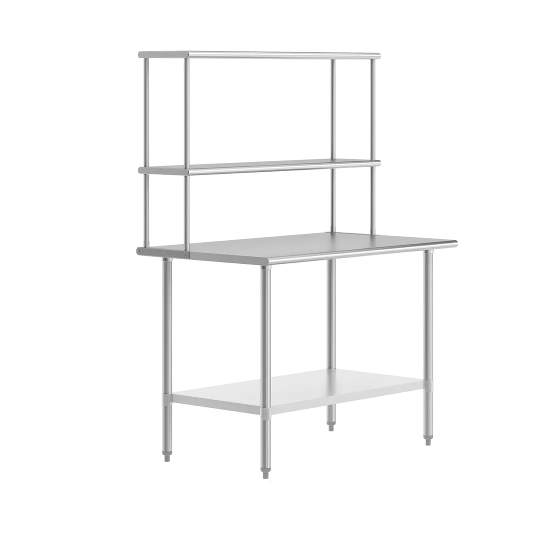 Flash Furniture NH-WT-3048-OSH-GG 22" Open Base Work Table with Undershelf, 18 Gauge Flat Top