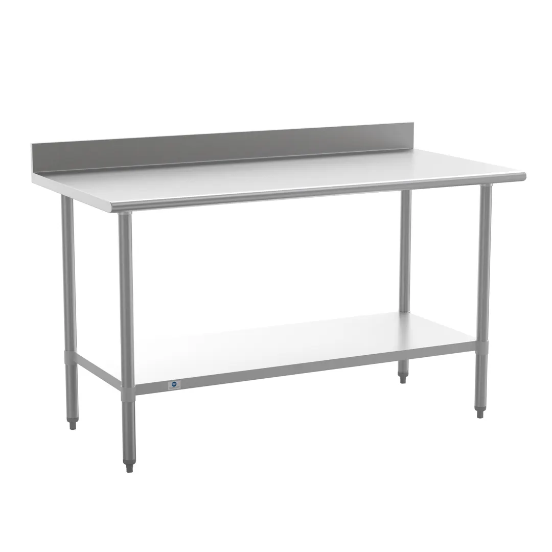 Flash Furniture NH-WT-3060-GG-B4-GG 60" Open Base Work Table with Undershelf, 4" Backsplash / 18 Ga.