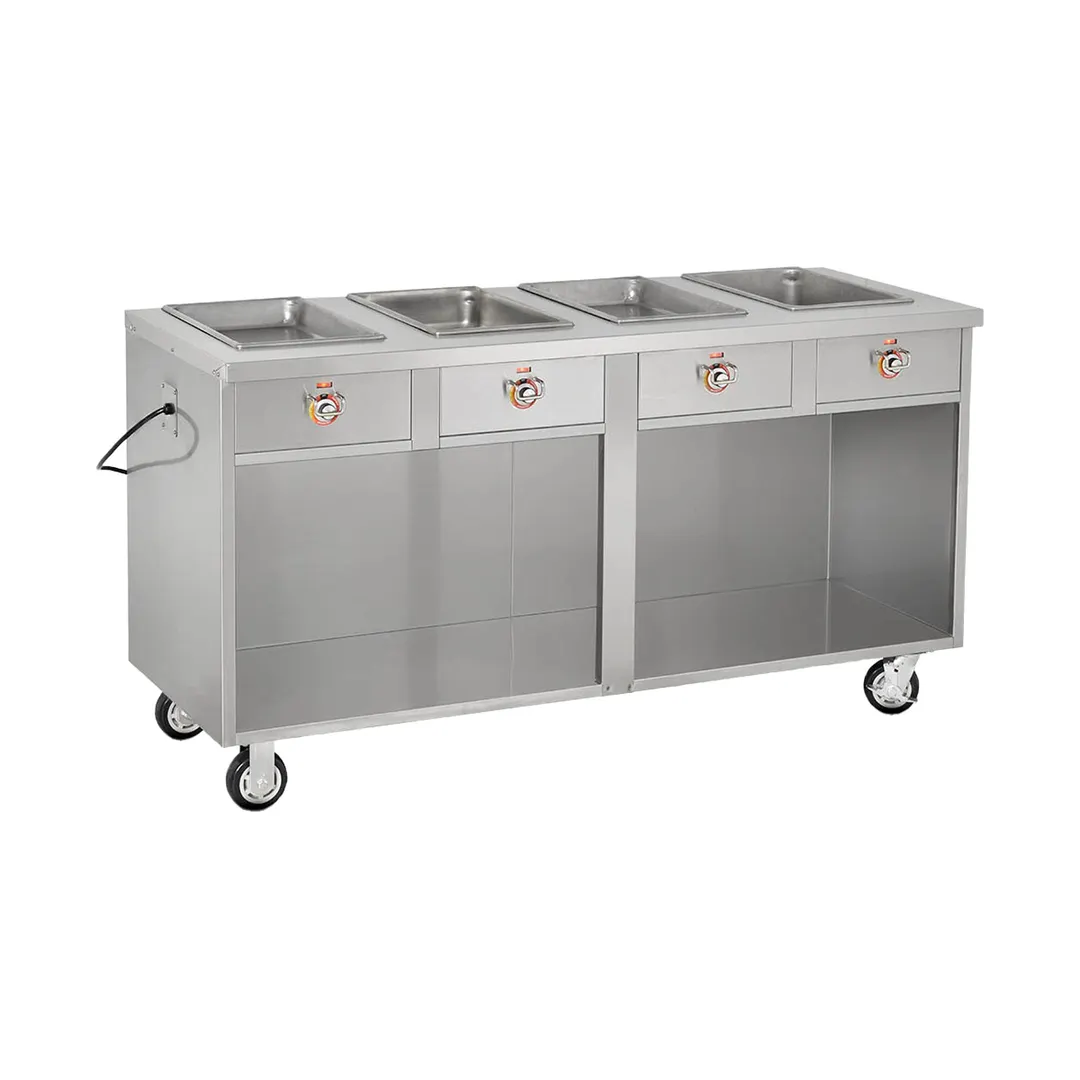 FWE HLC-4W6-1-DRN 68" Handy Line Serving Cabinet, (4) Wells