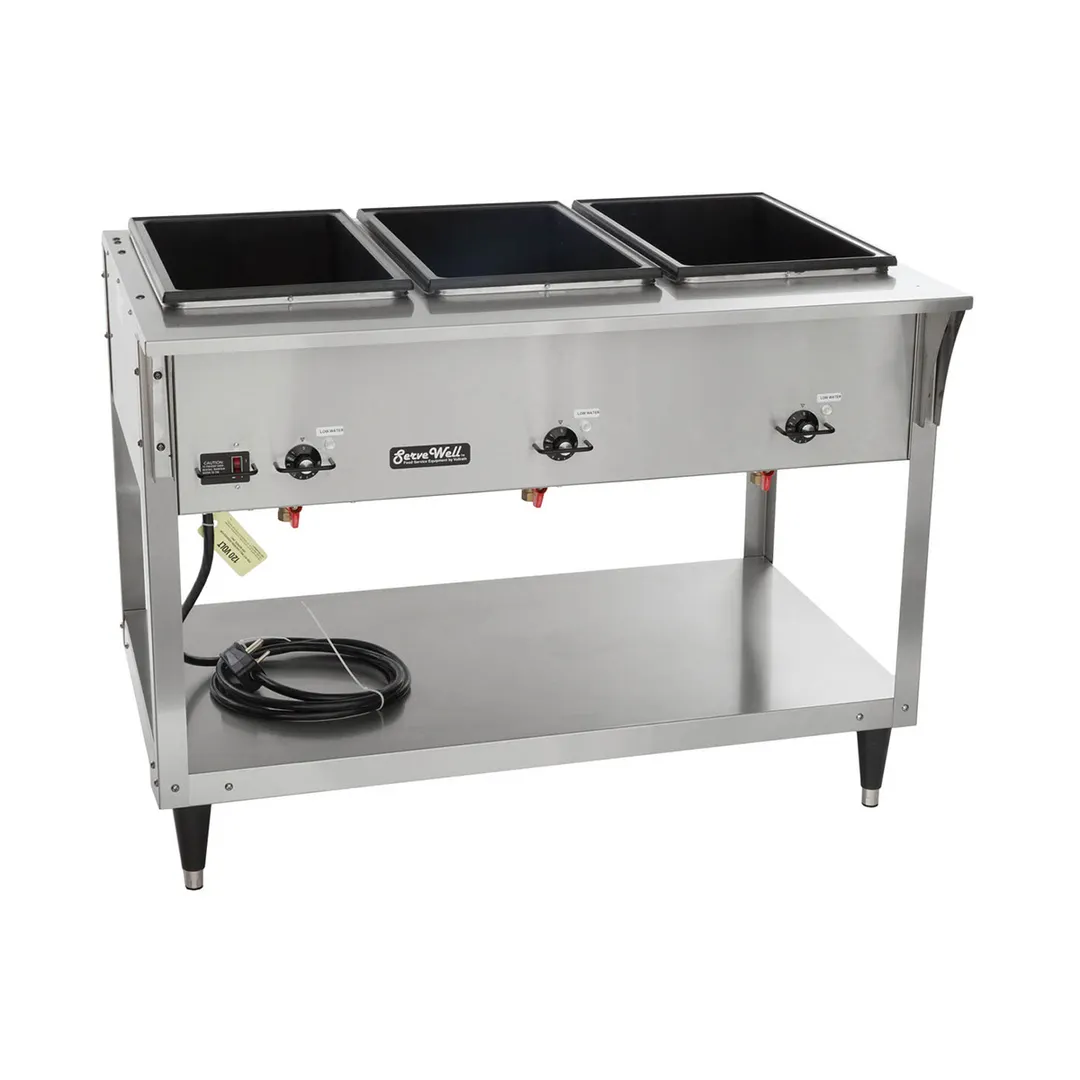 Vollrath 38213 46" ServeWell SL-Hot Food Table w/ (3) Sealed Wells and Undershelf