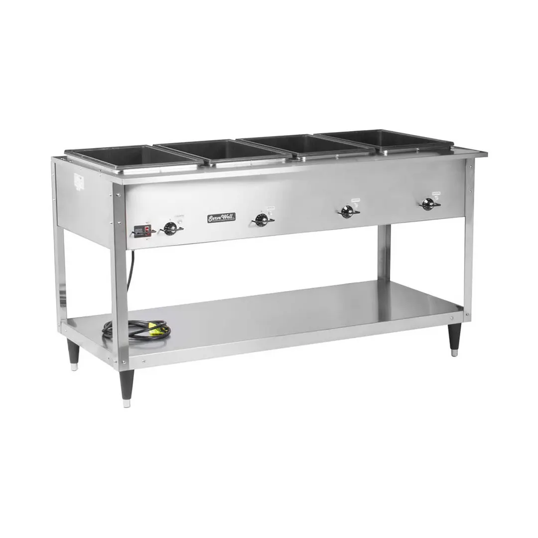 Vollrath 38214 60-11/16" ServeWell SL-Hot Food Table w/ (4) Sealed Wells and Undershelf