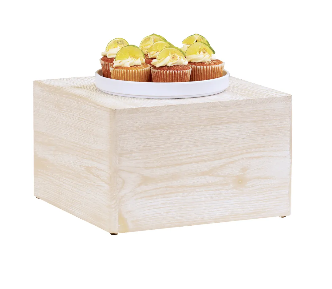 Cal-Mil 22420-6-113 Riser, 12"W x 12"D x 6"H, Cube, White-Washed Pine Wood, Square Shape, 1 Step