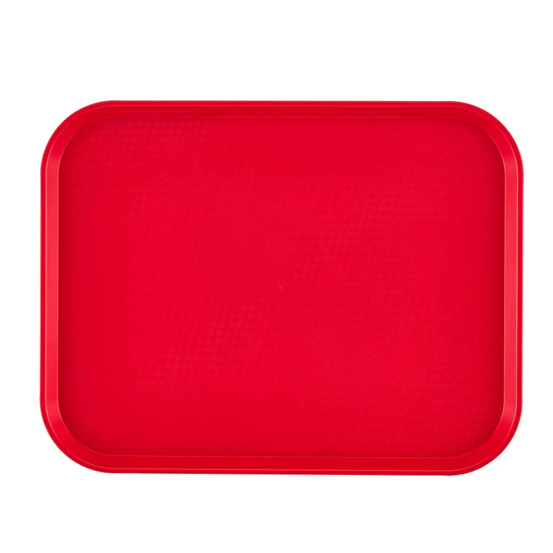 Cambro 1216FF163 Fast Food Tray – 12" x 16" Red Polypropylene, Rigid Bottom, NSF, Dishwasher Safe