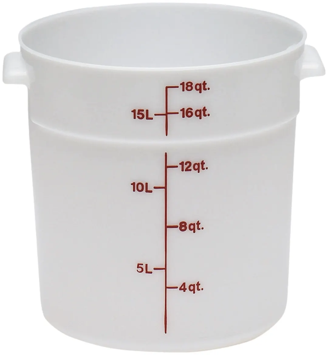 Cambro RFS18148 Round 18 Qt Storage Container, 14‑7/8" Dia x 12" H, White Poly, NSF